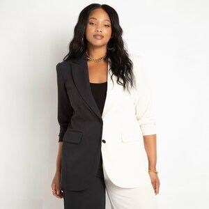 Eloquii Black & Cream Colorblock Split Blazer Size 18 - Plus Size NWOT